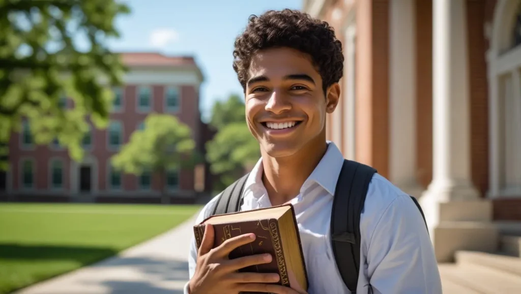um brasileiro em um campus de universidade dos estados unidos